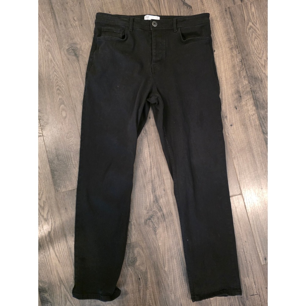 Denim Co Mens Straight Fit Black Jeans Size 34x32 Cotton Stretch Solid Casual